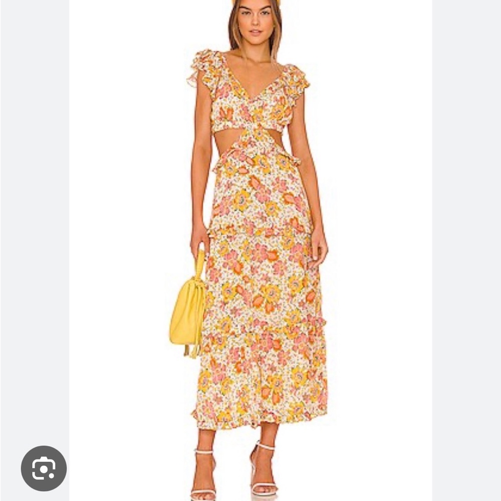 Cleobella Yellow & Pink Floral Midi Dress